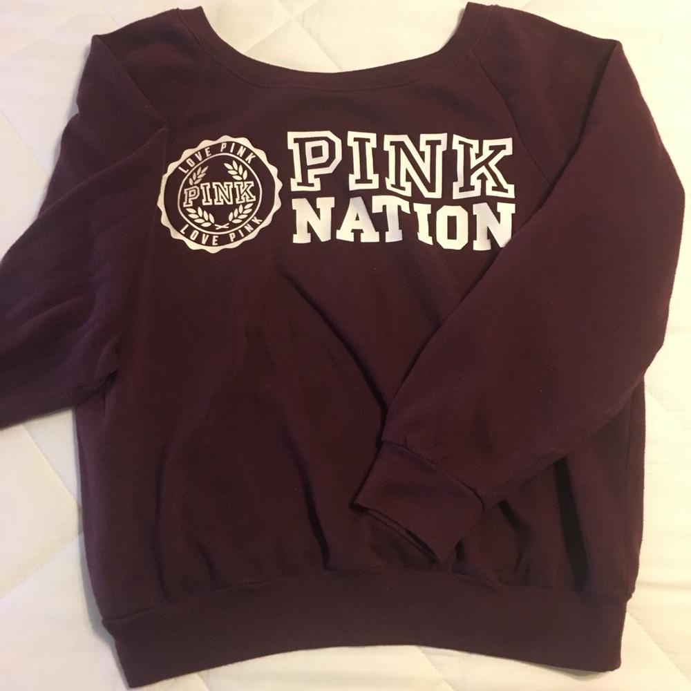 VS PINK Nation Wide Scoop Neck Crew Pullover